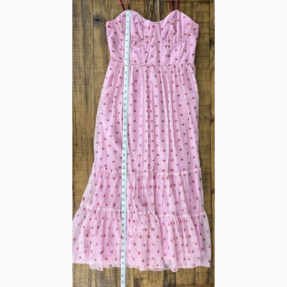 Betsey Johnson Classically Pink Heart Dress Pale Pink Red Glitter Hearts size 6 - Picture 8 of 9
